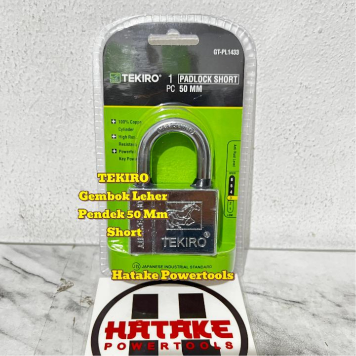 Gembok TEKIRO Putih 50MM LEHER PENDEK - Gembok Pendek Chrome Padlock Short Top Security GT-PL1433