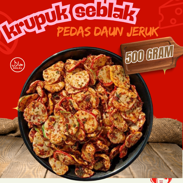 

500 gram kerupuk seblak kencur pedas daun jeruk