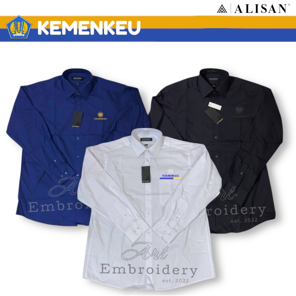 (ALISAN) Kemeja Seragam KEMENKEU Lengan Panjang Full Bordir