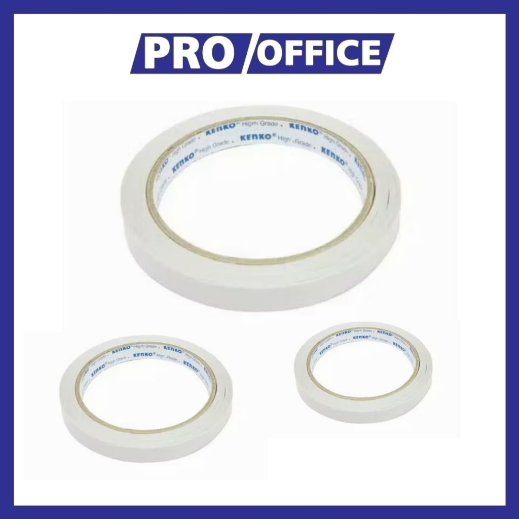 

ProOffice - Double Tape Kertas Kenko – ½ Inch / 1 Inch / 2 Inch, Perekat Kertas Serbaguna