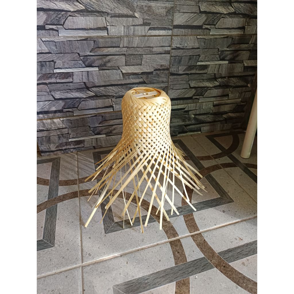 Kap Lampu Gantung Model Krongso + Palang | Kap Lampu Gantung | Kap Lampu Estetik |  Kap Lampu Bambu 