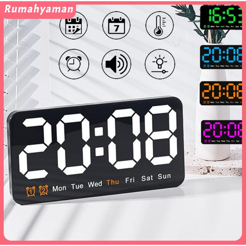 LED Jam Dinding Digital Multifungsi Jam  Dinding Digital Dengan Layar Besar Dan Fitur