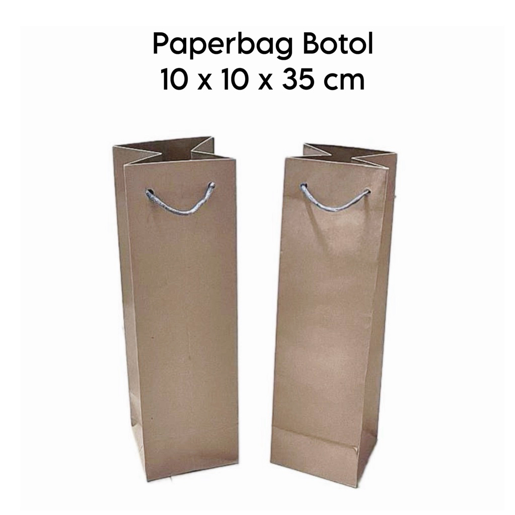 

Paperbag Botol/Goodiebag Souvenir tinggi Polos Coklat 10x10x35cm(p20)