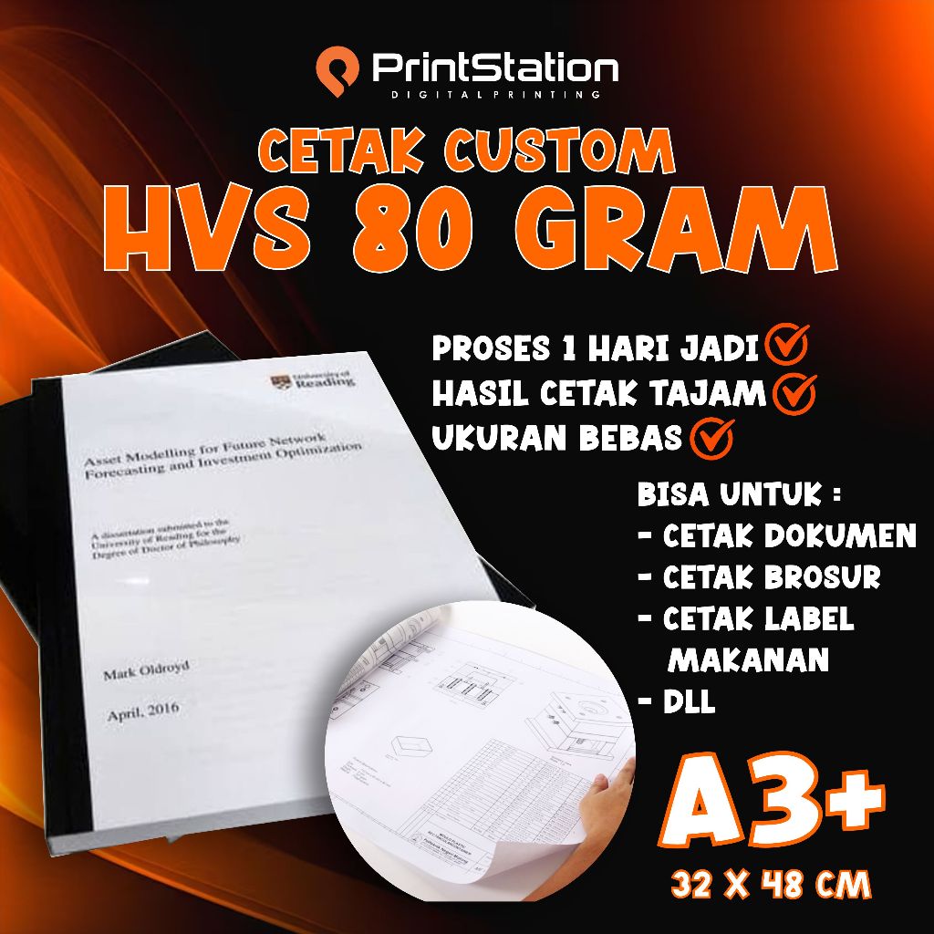 

CETAK HVS 80 GRAM CUSTOM A3+ FULL COLOR / CETAK TUGAS MAKALAH BROSUR CUSTOM SATU HARI JADI TERMURAH