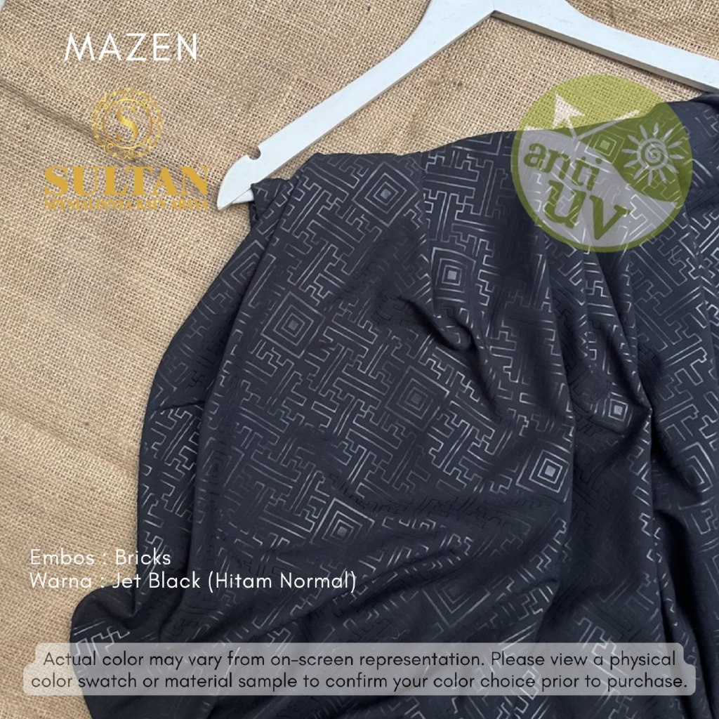 50CM EMBOS BRICKS MAZEN JET BLACK (HITAM NORMAL) ANTI UV KAIN ABAYA SULTAN (MEREK LAMA: MARZAN)