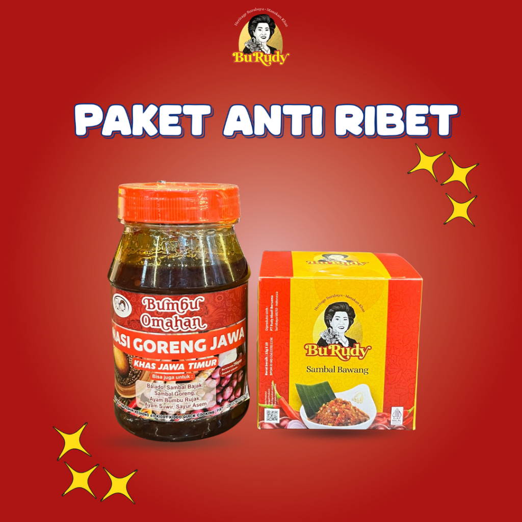 

PAKET ANTI RIBET BU RUDY II Sambel Bawang Sachet Bu Rudy & Bumbu Nasi Goreng