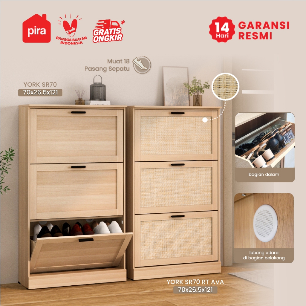 PIRA METROPOLIS -  YORK SR Rak Sepatu / Lemari Sepatu / Rak Sepatu Susun Tertutup / Rak Sepatu Rotan