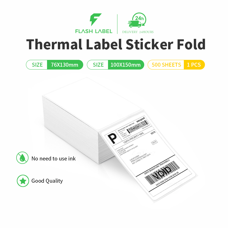 

LABEL BARCODE 100X150/76×130mm KERTAS STICKER DIRECT THERMAL A6 A7 Isi 500 Pcs