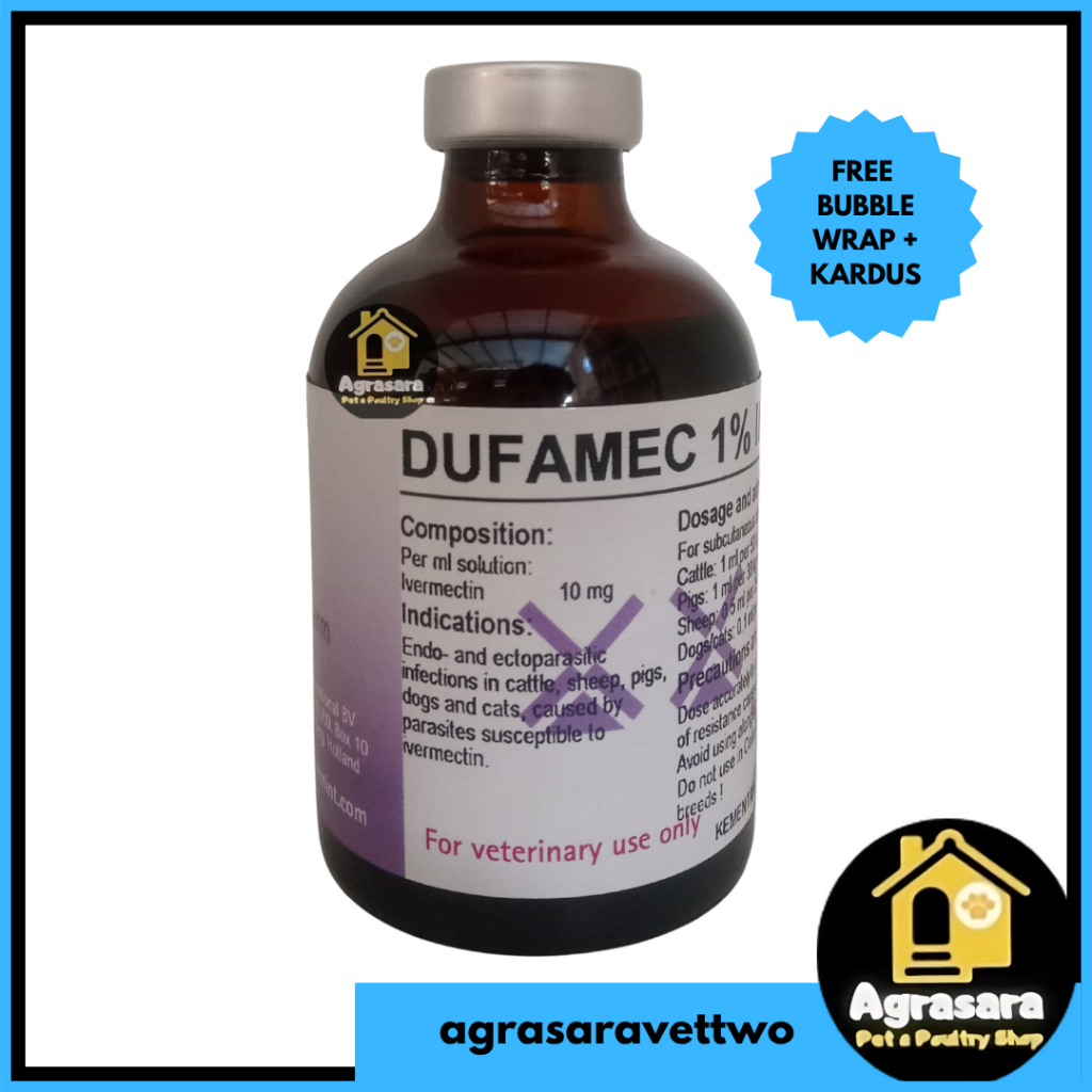 DUFAMEC 1% Injeksi 50 Ml - Obat Cacing Kutu Gudig Scabies AMPUH