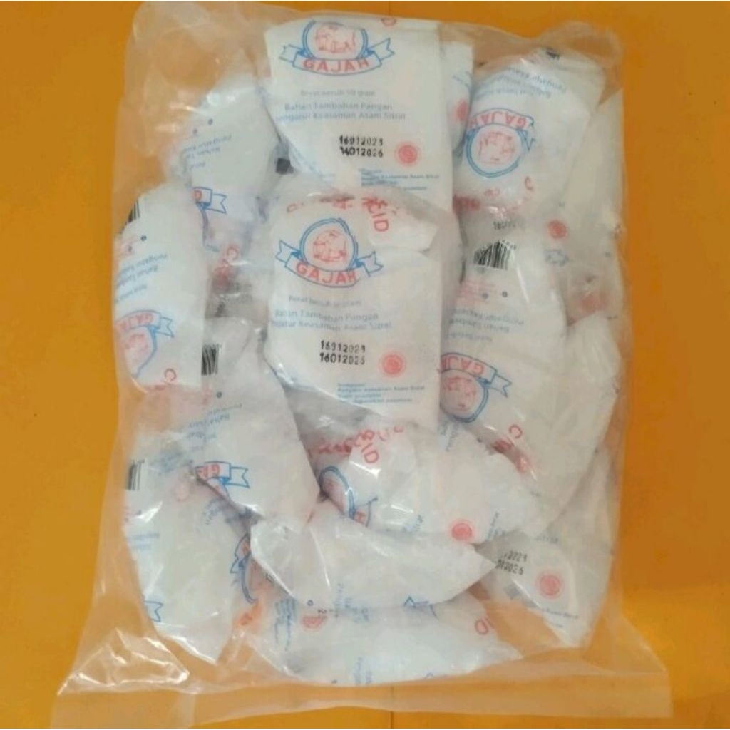 

Citrun cap gajah 50gr penambah rasa asam makanan 1 pak ( 20sachet )