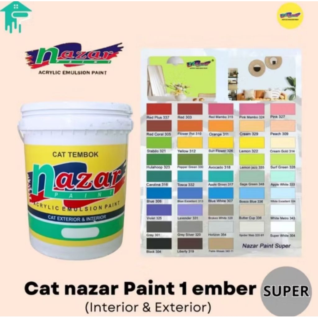 CAT NAZAR PAINT KUALITAS SUPER ISI 25 KG GRATIS EMBER