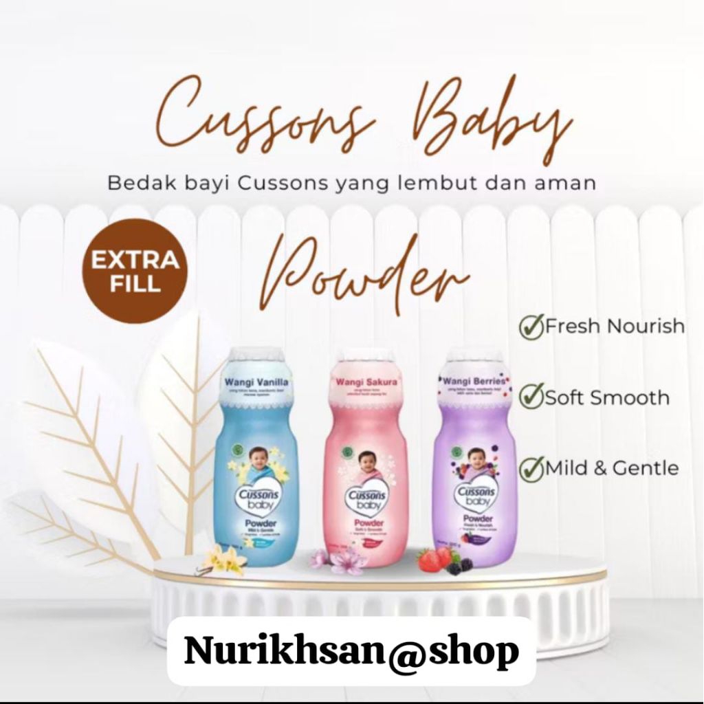 CUSSONS BABY POWDER/BEDAK BAYI WANGI SAKURA DAN VANILLA EXTRA  75 + 25GR