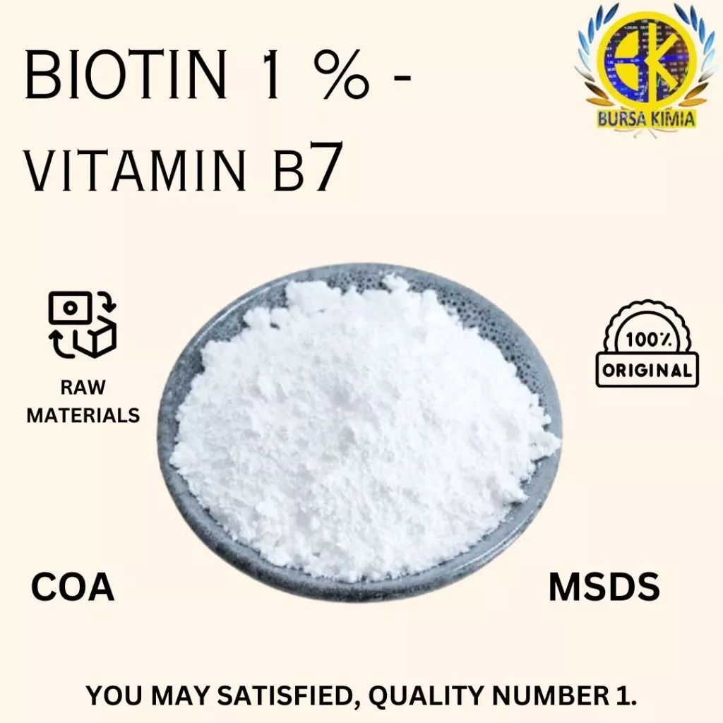 Original Vitamin B7 Biotin 1% 750gram / Pure Biotin Vitamin H Vitamin B7 / Bahan Baku Kosmetik Peraw