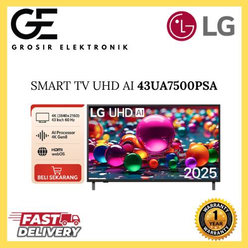 TV LG 4K SMART UHD AI THINQ 43UR7500/43UA7500PSA TYPE BARU 2025 43 INCH