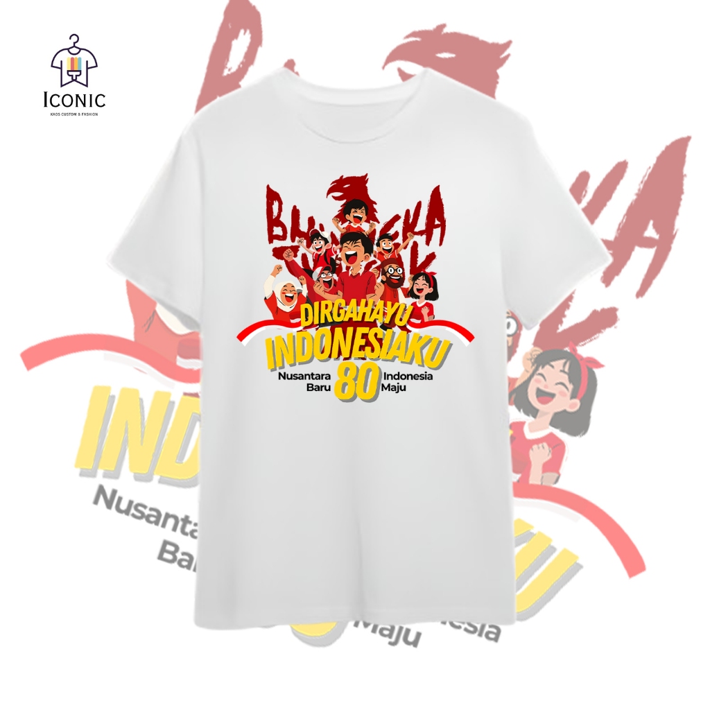 KAOS DIRGAHAYU INDONESIAKU 17 AGUSTUS PRIA WANITA KAOS INDONESIA Series Kemerdekaan Dirgahayu 80 - B