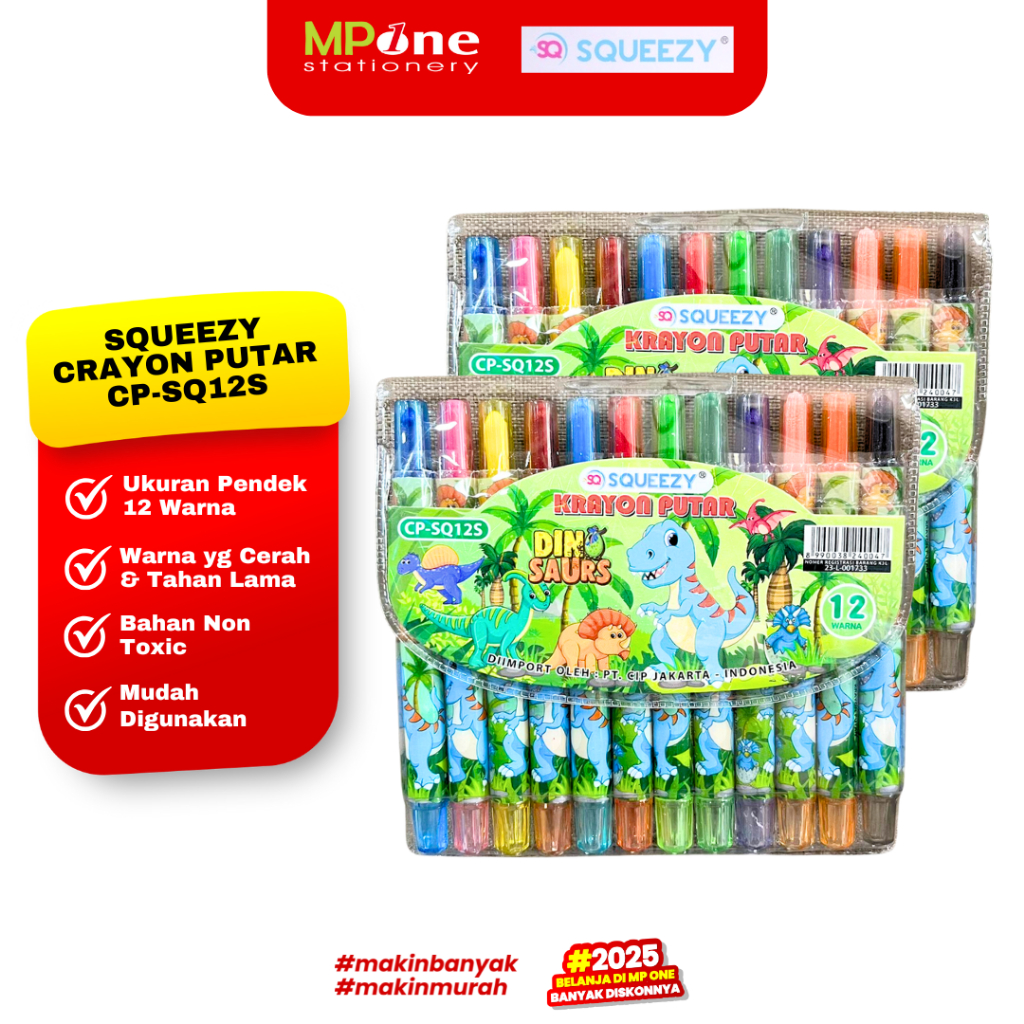 

Squeezy Crayon Putar 12Warna Pendek SQ12S / Krayon Putar Karakter Pendek 12W SQUEEZY