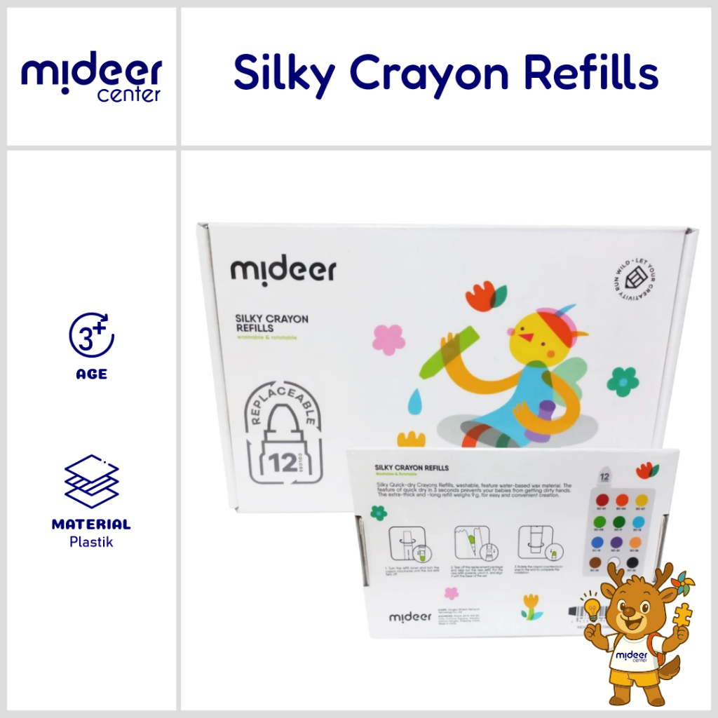 

Mideer Silky Crayon Refills Isi Ulang Silky Crayon isi 12 Pewarna Anak Washable Silky Crayon Krayon Mewarnai Alat Warna Set Anak Wipe and Clean