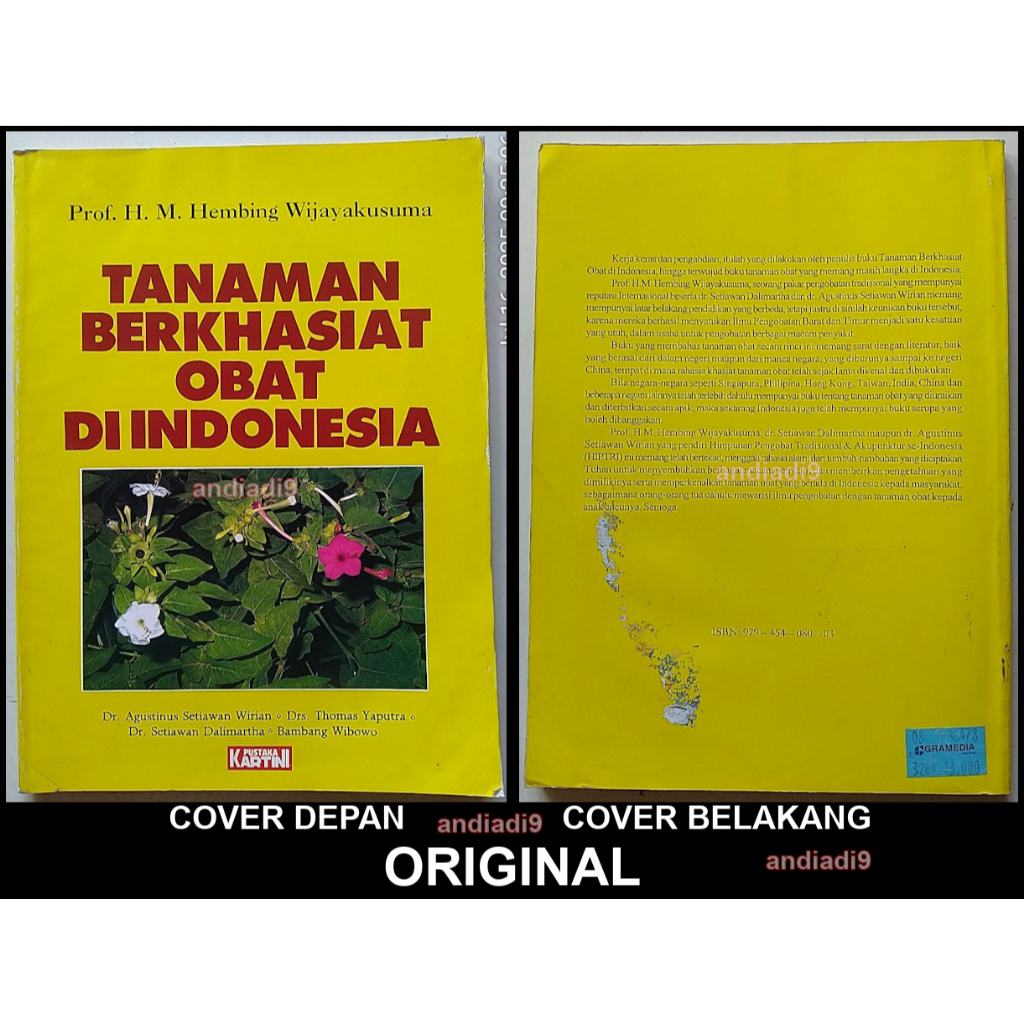 BUKU TANAMAN BERKHASIAT OBAT DI INDONESIA JILID 1 PROF. H.M. HEMBING WIJAYAKUSUMA 1996 ADA BERCAK OR
