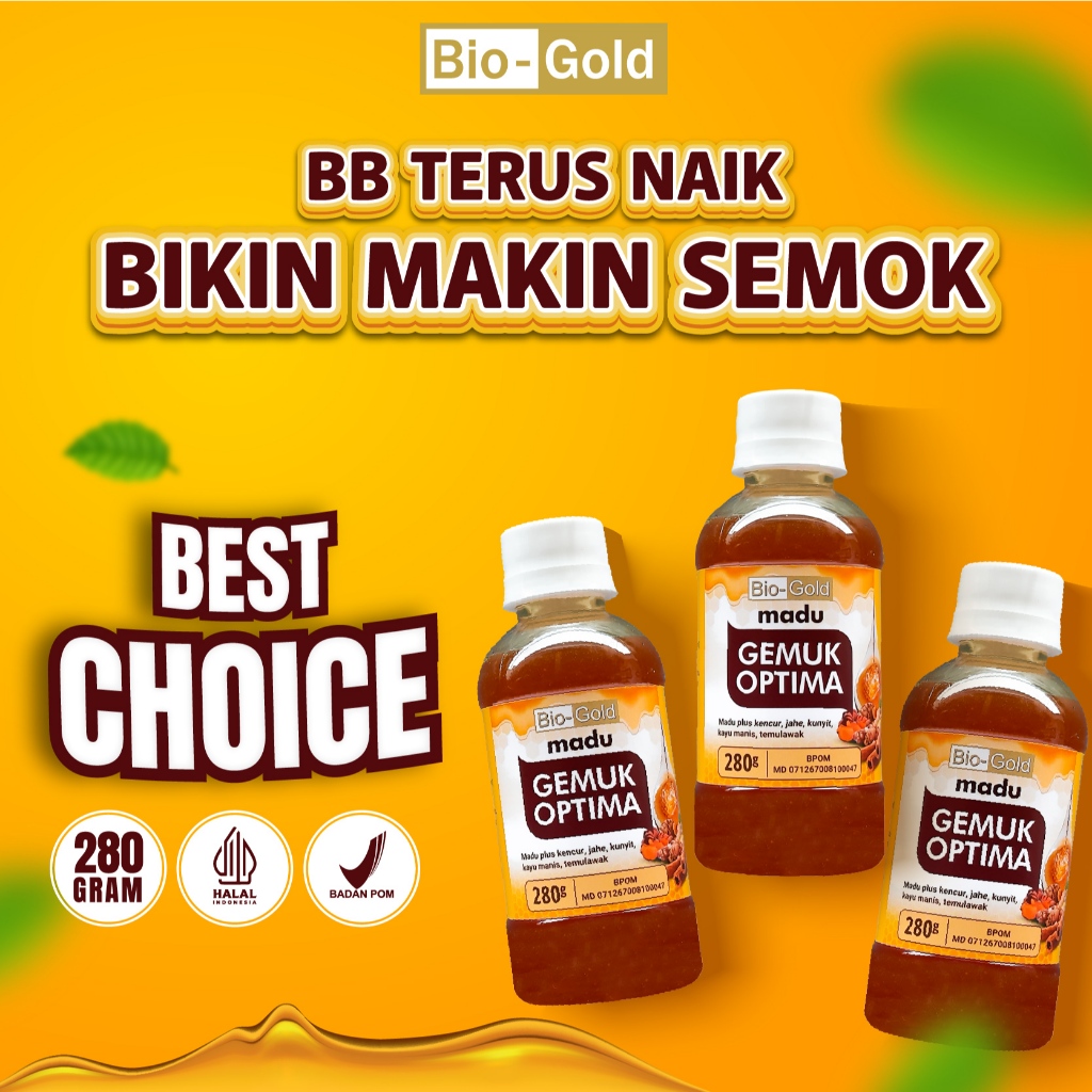 

Paket 3 Botol Madu Optima Penambah Berat Badan, Tubuh Lebih Berisi, Bantu Nafsu Makan BPOM