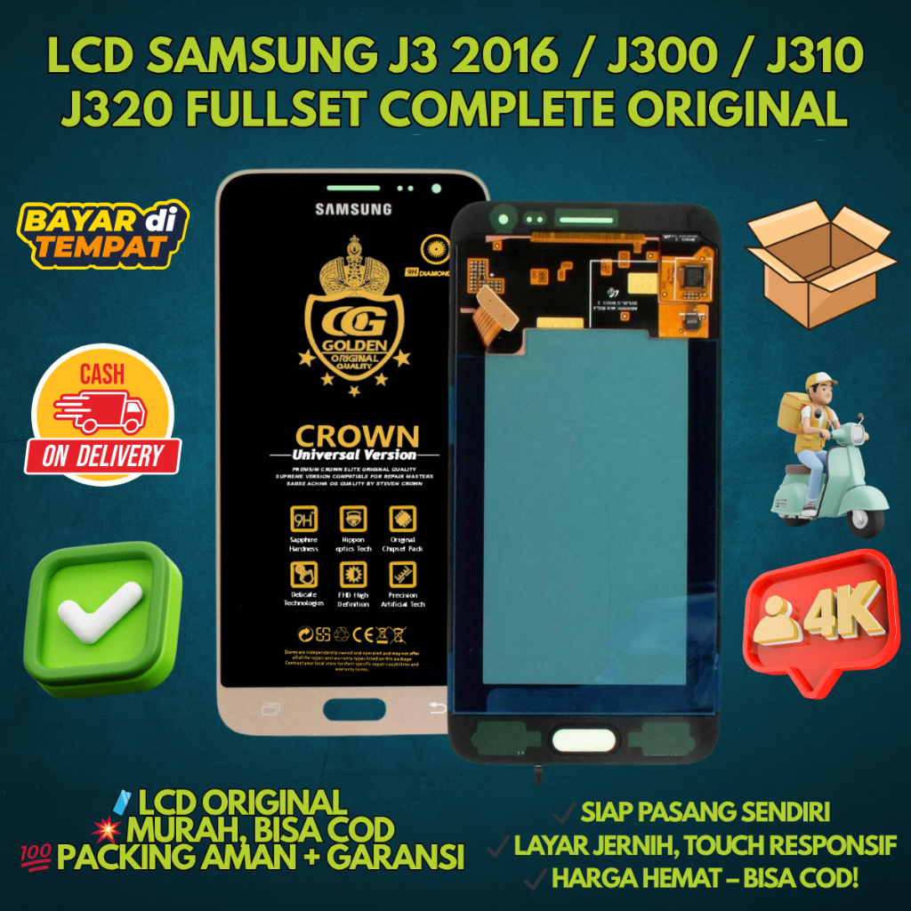 LCD SAMSUNG J3 2016 / (SAMSUNG GALAXY J3 2016) / J320 TOUCHSCREEN FULLSET COMPLETE ORIGINAL