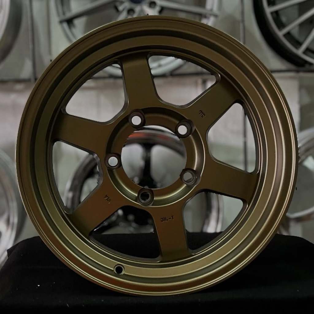 VELG TE37 X ( DAPAT 5PCS VELG)  RING 16 LEBAR 8 PCD 5X139.7 ET -10 WARNA BRONZE FOR JIMNY