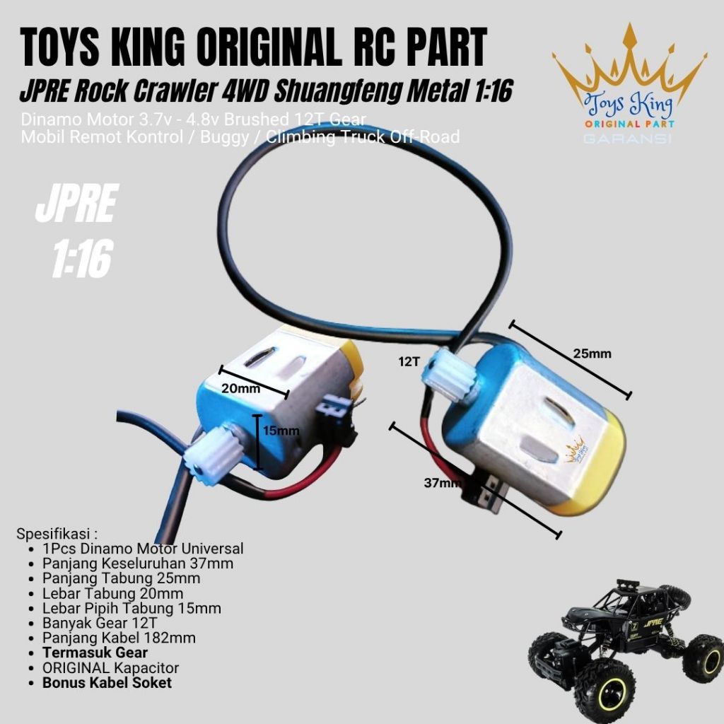 ARIVINDO Dinamo RC JPRE 3.7v - 4.8v Brushed 12T Gear Mobil Remot Kontrol / Dinamo RC Rock Crawler