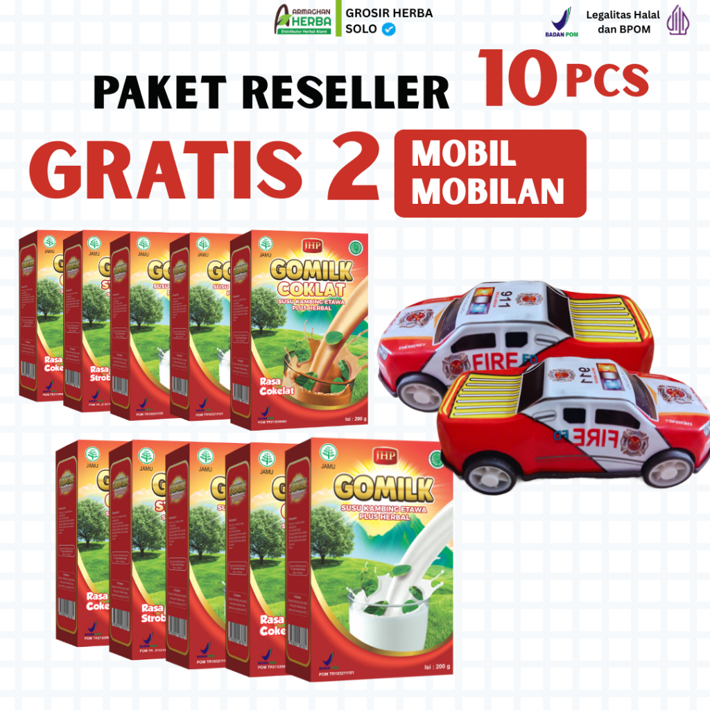 

[PAKET RESELLER] [GRATIS HADIAH][BELI 8 GRATIS 2] [EXPIRED LAMA] Susu Kambing GOMILK 200 gr GARANSI Produk Original