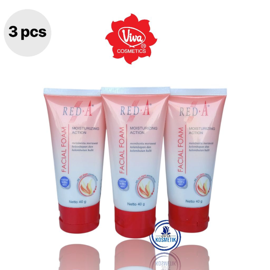 [ 3 pcs] Red A facial foam moisturizing action netto 40g membantu merawat kelembaban dan kelembutan 