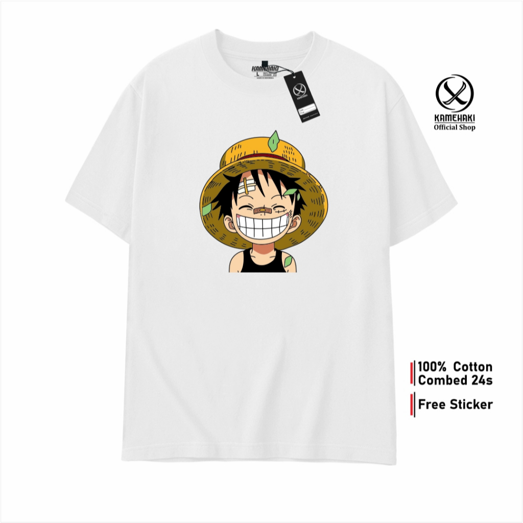 KAMEHAKI Kaos Anime LUFFY SMILE / T-Shirt One Piece Jepang / Baju Distro Pria Wanita / Baju  Cosplay