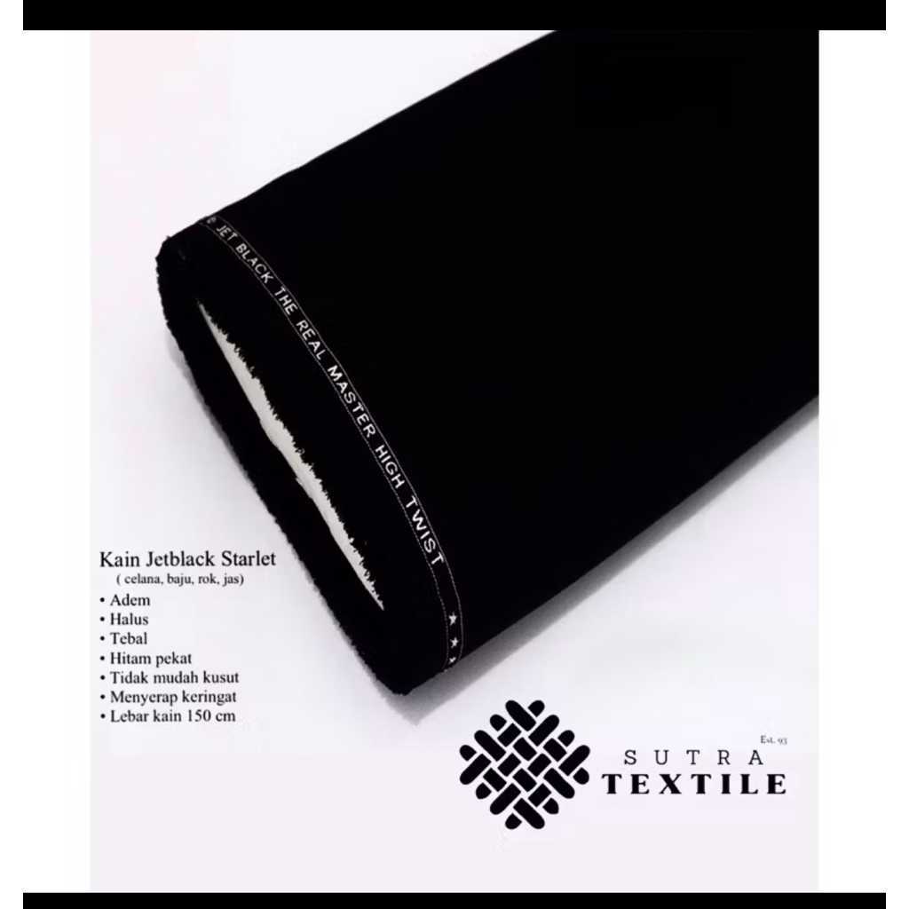 PROMO kain bahan jetblack jet black STARLET 1 roll