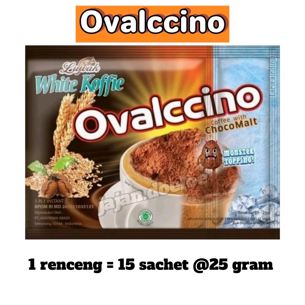 

White koffe Ovalccino 1 renceng isi 15 sachet @25 gram