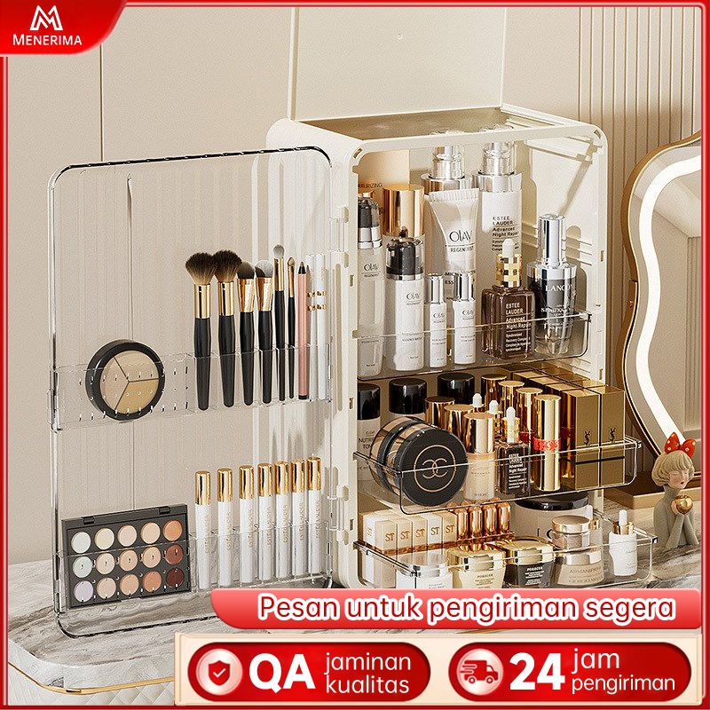 Rak Kosmetik Acrylic Perlindungan debu Cosmetic Storage Box kotak aksesoris 2Petak Rak Kosmetik