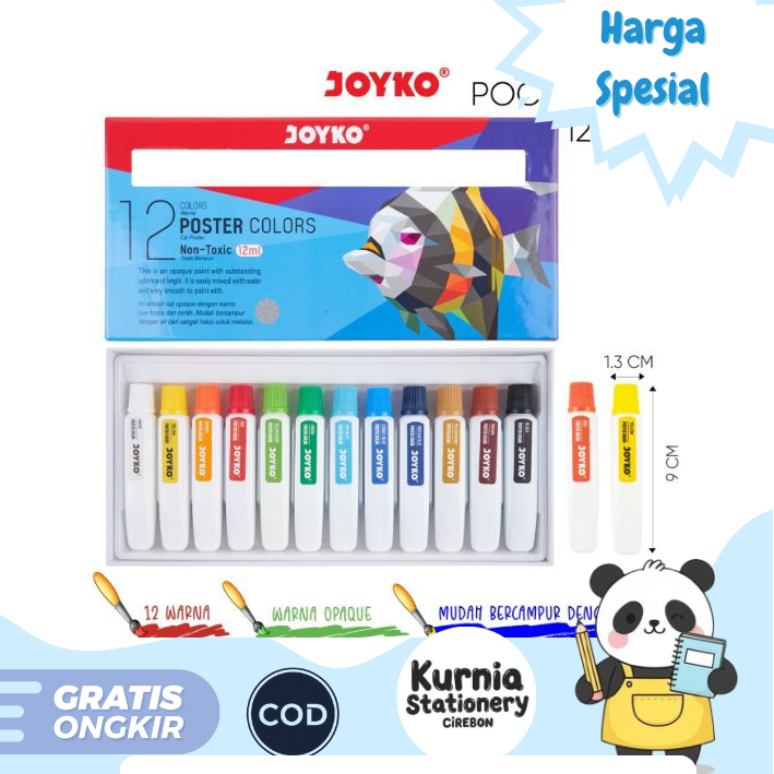 

Joyko Poster Colors- PC 12ML-12C Non Toxic (12 PCS)