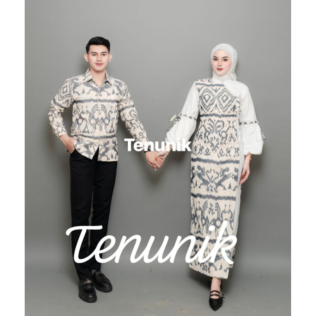BAJU TENUN COUPLE ADELIA NTT WHITE - BAJU COUPLE - COUPLE TENUN - DRESS KONDANGAN - COUPLE KONDANGAN