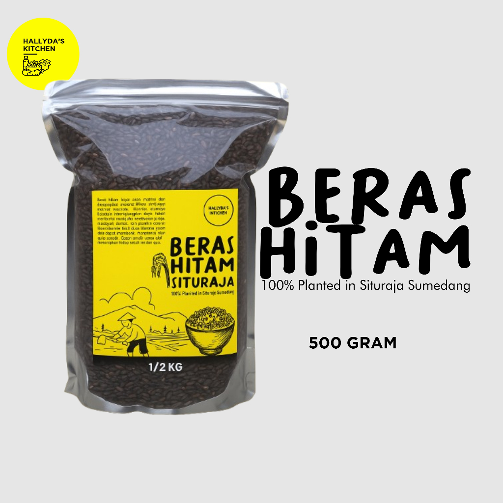 

Beras HITAM Hallyda's Petani Situraja Bersih Pulen Wangi 1500 Gram 500 Gram