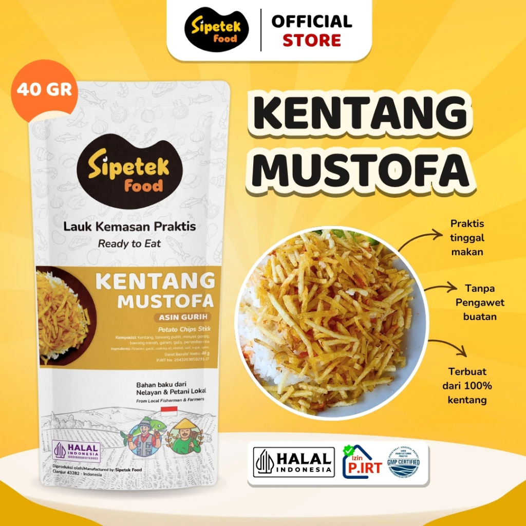 

Kentang Mustofa Tekstur Kriuk Asin Gurih Kriuk Pouch 40gr Lauk Kering Termurah Sipetek Food
