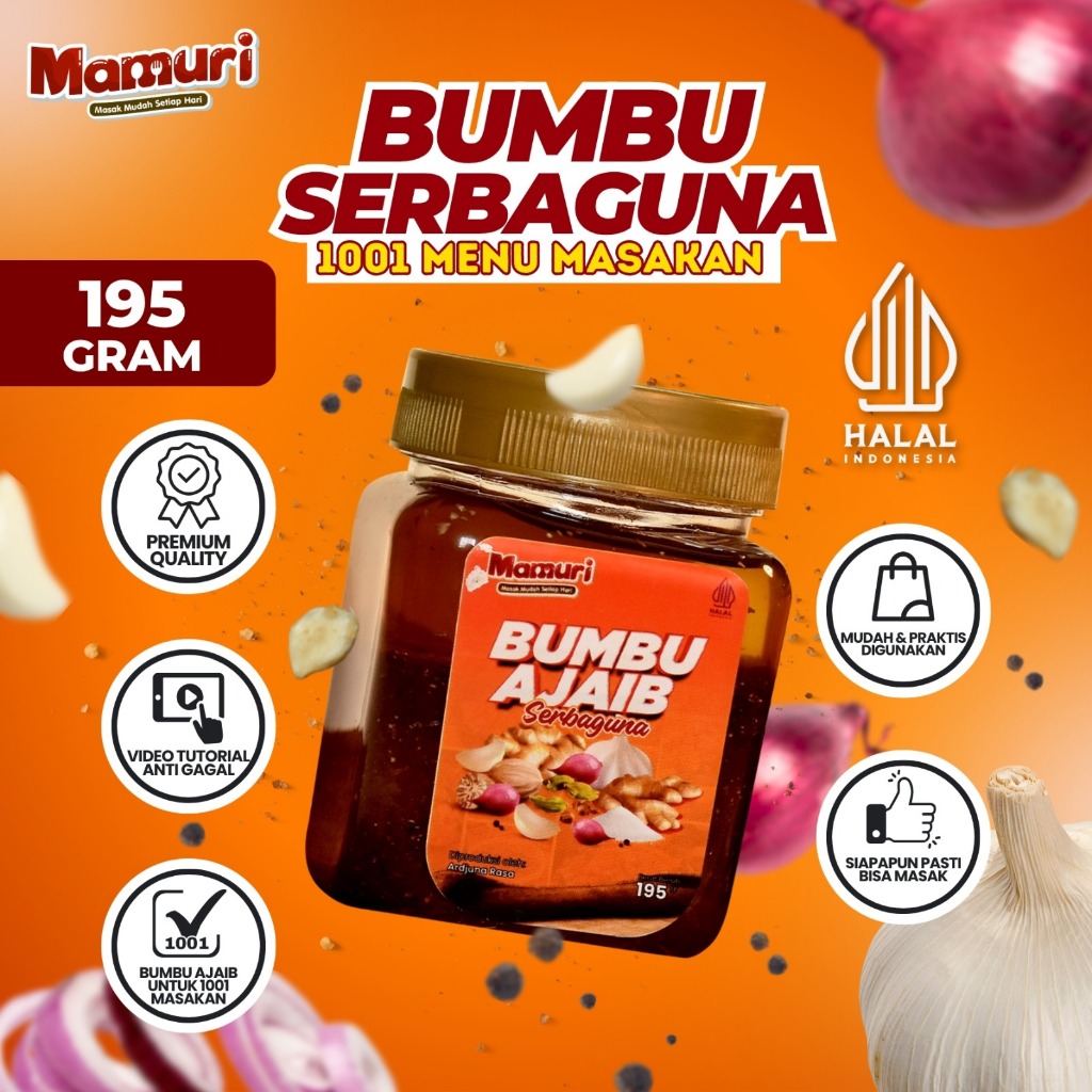 

Mamuri - Bumbu Masak Ajaib Bumbu Dapur Lengkap Serbaguna Masak Instan 195gr Halal