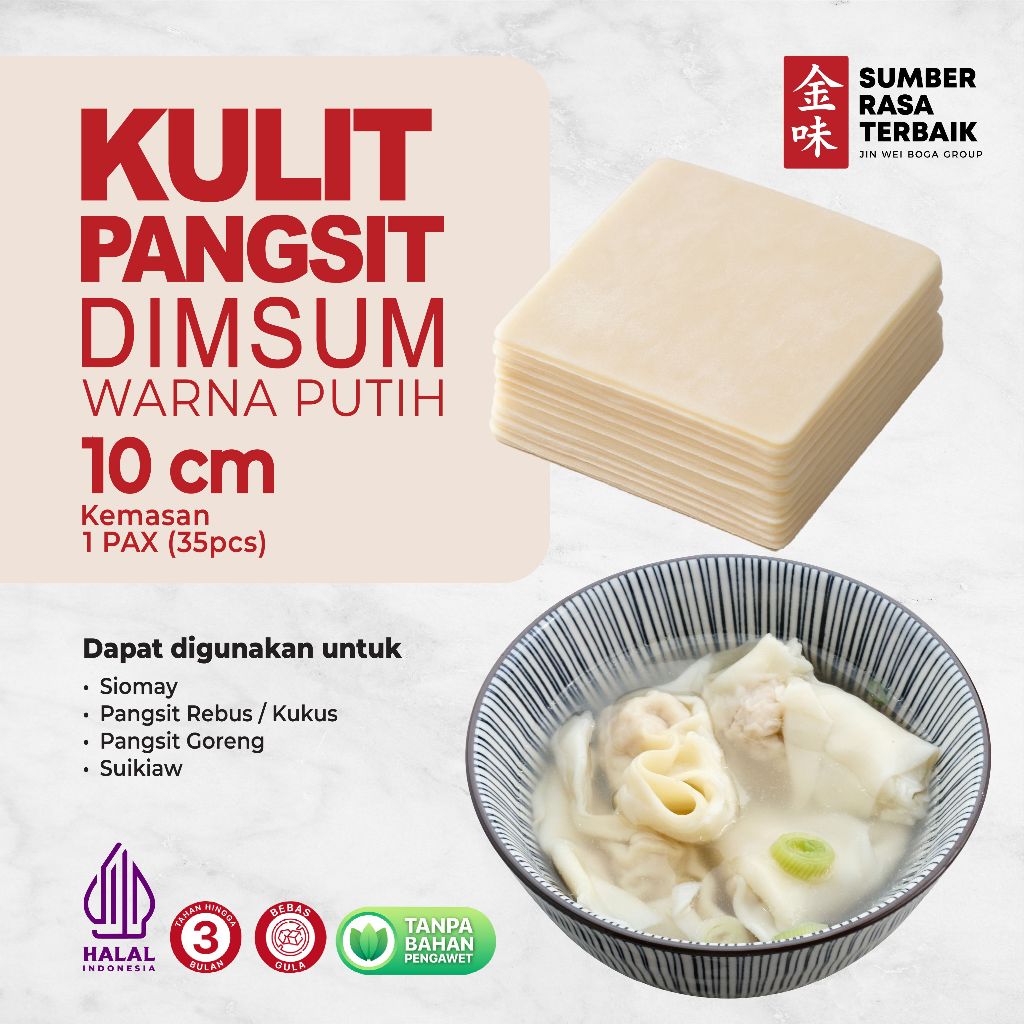 

KULIT PANGSIT WONTON 10CM ISI 35PCS HALAL / LENTUR TIDAK MUDAH SOBEK / UNTUK GORENG DAN REBUS