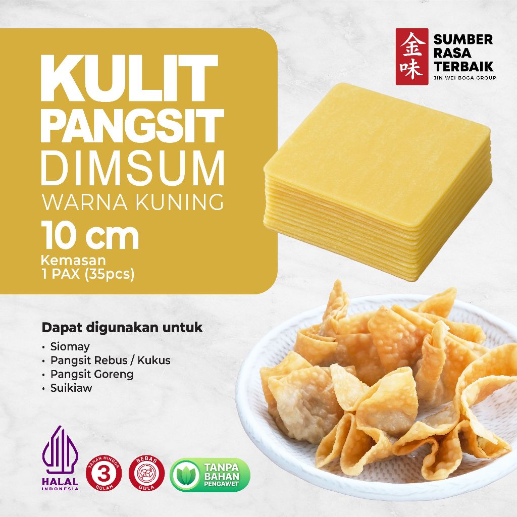 

KULIT PANGSIT WONTON KUNING 10CM ISI 35PCS HALAL / TEKSTUR LENTUR DAN TIPIS / WONTON,PANGSIT,DIMSUM