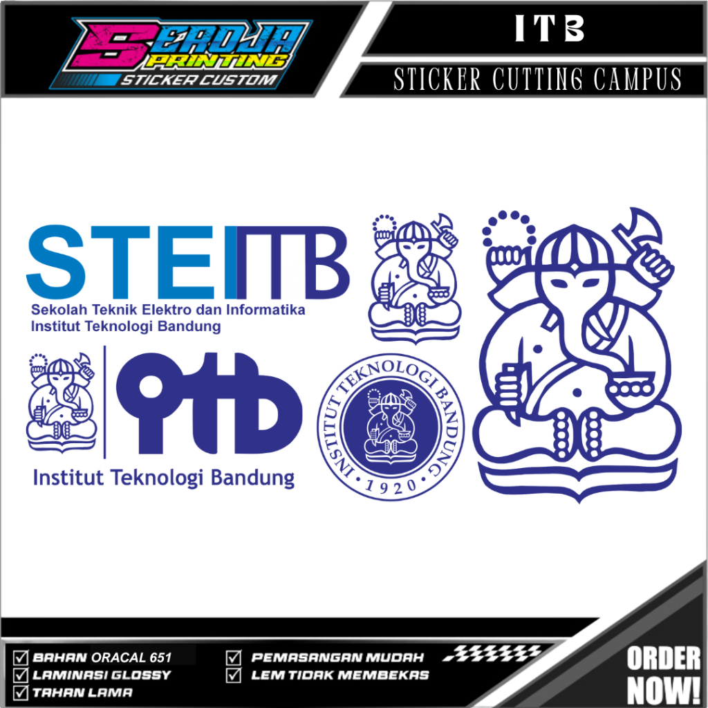 

STICKER ITB 1920 ; STIKER CUTTING ORACAL 651 INSTITUT TEKNOLOGI BANDUNG 1920 BANYAK VARIANT TERMURAH SE BANDUNG