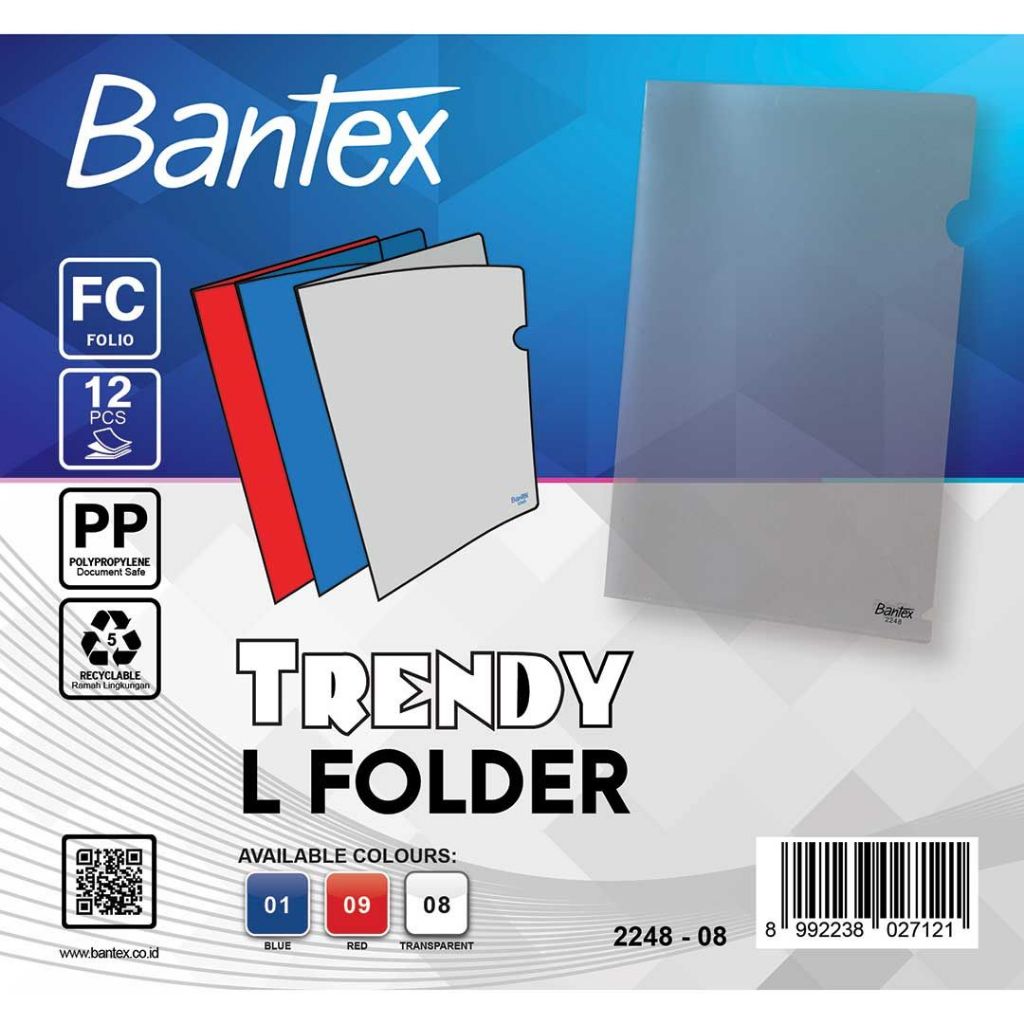 

Bantex L Folder Ukuran F4 # 2248 - Map Bening Transparan L / clear sleeves