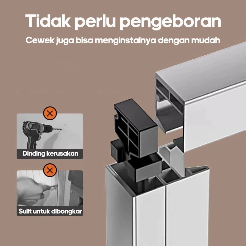 Homenta Pintu Lipat Pvc Folding Door pintu kamar mandi PVC Pintu Lipat Geser Tidak perlu pengeboran