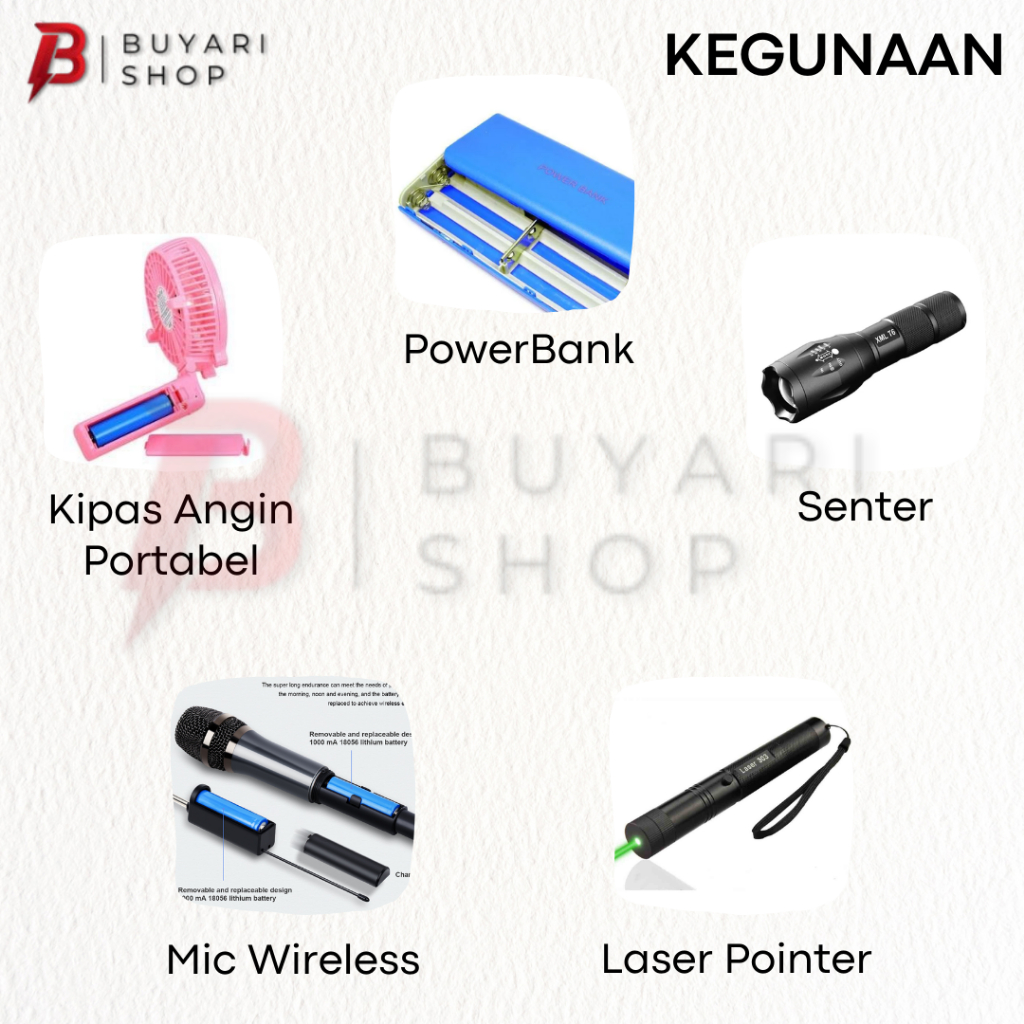 Velvetvibes02 Paket Hemat Baterai 18650 Flattop Biru 6800Mah Li-Ion Batre Kipas Angin Portabel
