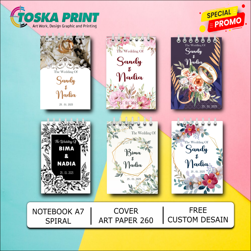 

Souvenir Notebook Pernikahan A7 / Souvenir Notebook Ulang Tahun / Notebook Custom Bebas / Notebook Wedding - Kantor - Event Seminar
