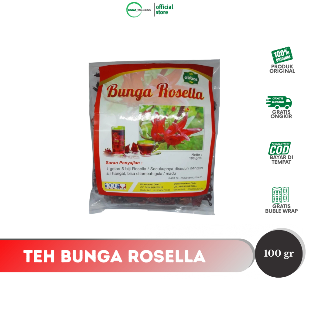 

TEH ROSELLA MERAH 100GR – teh herbal kering bunga rosella asli | tinggi antioksidan & vitamin C