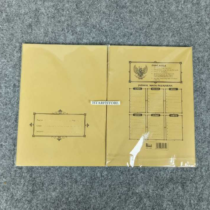 

- Sampul Buku Kwarto ISI 20 Pcs Sampul Buku Quarto Coklat Bermotif Nama dan Pancasila