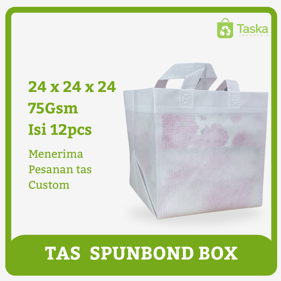 

Taska - Tas Spunbond Press Box 24x24x24 Putih Satuan Kualitas Baik Tas Nasi Kotak