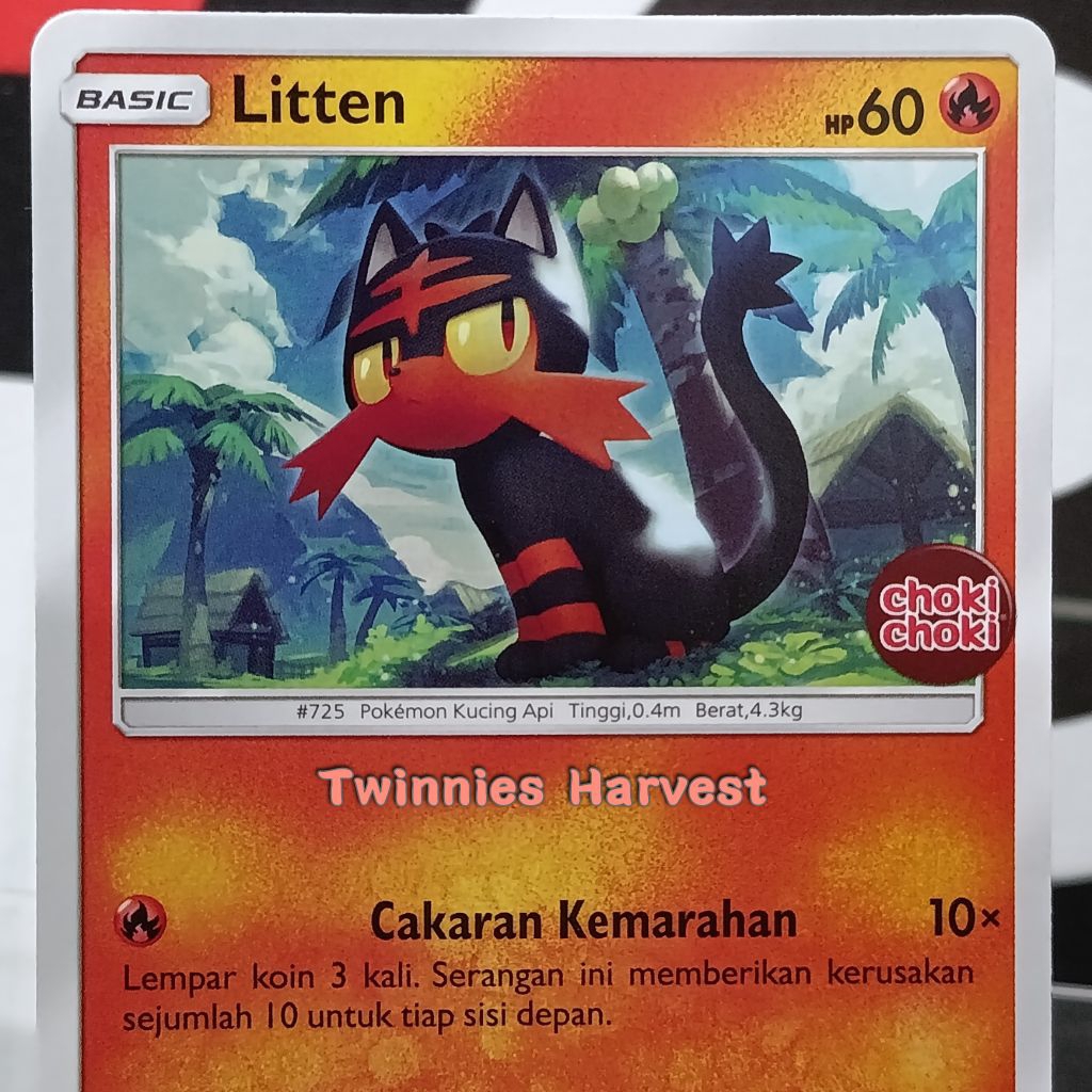 Kartu TCG Pokemon Indonesia Promo Choki-Choki 2020 Sun & Moon Trading Card Game : Litten