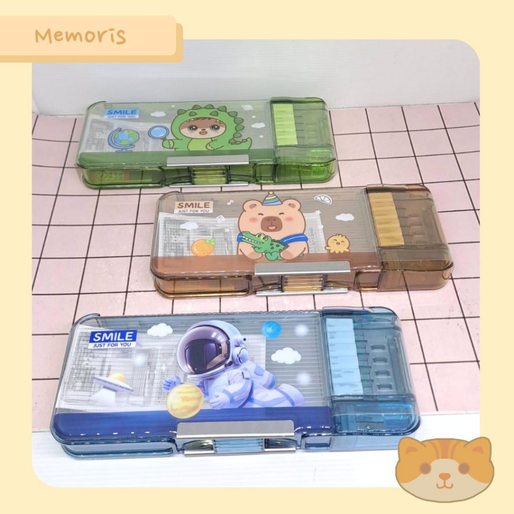 

Kotak Pensil Case Magnet Plastik Mika Akrilik Transparan Fancy Space Dino Capybara
