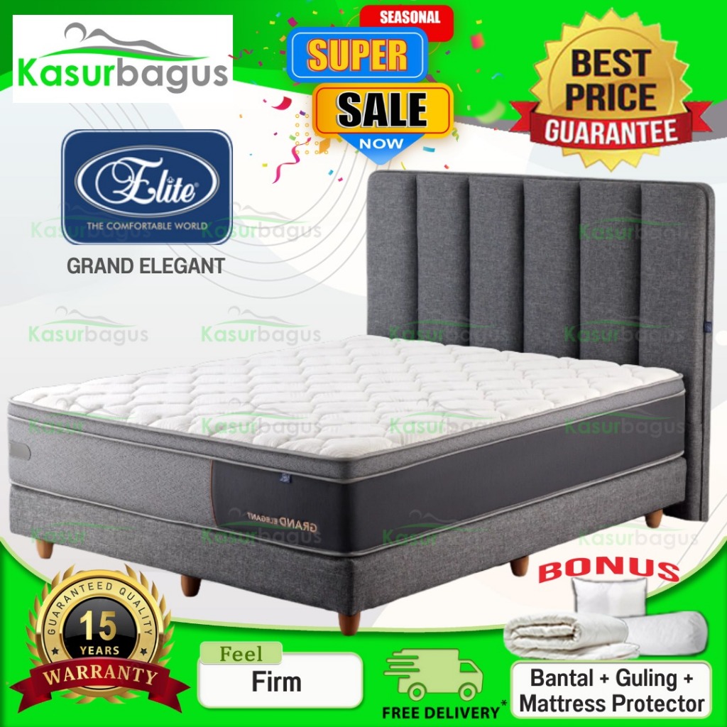 Elite Kasur Springbed Grand Elegant Pocket Spring Euro Top - Kasur Saja ukuran 90x200 100x200 120x20